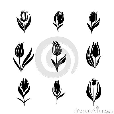 Tulip Icon, Flower Symbol, Daisy Sign, Floral Silhouette, Blossom Graphic Element, Tulip Outline Vector Illustration Vector Illustration