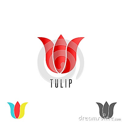 Tulip logo flower, mockup cosmetic spa simple emblem, creative beauty salon emblem Vector Illustration