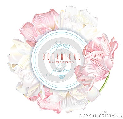 Tulip round banner Vector Illustration