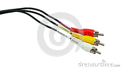 Tulip video audio tv cable wires plugs Stock Photo