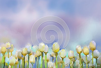 Tulips flowers Oil painting Stock Photo