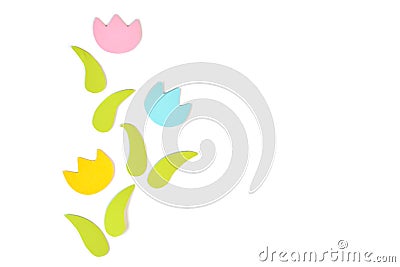 Tulips paper cut on white background Stock Photo