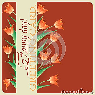 Tulips.Spring greetings. Vector Illustration