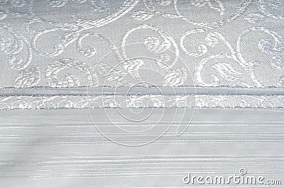 Tulle, organza, white, with a pattern of flowers Stock Photo