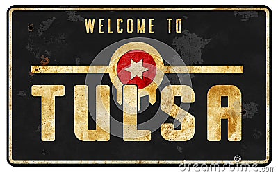 Tulsa Oklahoma Street Sign Logo Art Vintage Stock Photo