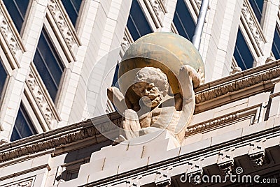 Statue of Atlas at the top of Atlas Life Building in Tulsa, OK Editorial Stock Photo