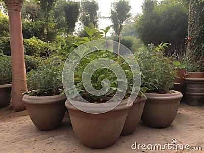 Tulsi (Ocimum sanctum) in the garden Stock Photo