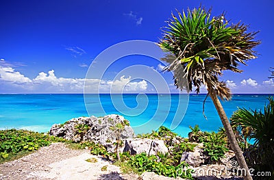 Tulum beach mexico Stock Photo