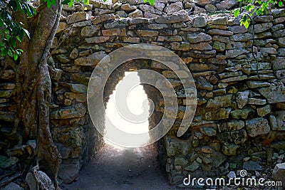 Tulum Mayan arch entrance in Mexico Stock Photo