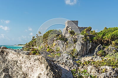 Tulum Mayan Ruin, Caribbean Sea, Mexico Stock Photo