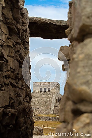 Tulum Mayan temple Stock Photo