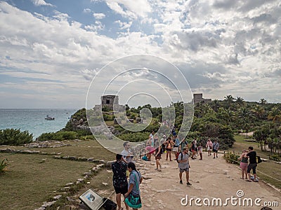 Tulum, Mexico, South America : [Tulum ruins of ancient Mayan city, tourist destination, Caribbean sea, gulf, beach] Editorial Stock Photo