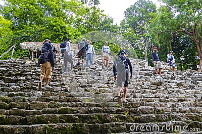Coba Maya Ruins ancient buildings pyramids in tropical jungle Mexico Editorial Stock Photo