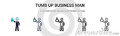 Tumb up business man icon in filled, thin line, outline and stroke style. Vector illustration of two colored and black tumb up Vector Illustration
