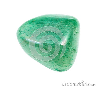 tumbled green Aventurine gem stone isolated Stock Photo