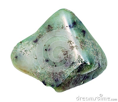 Tumbled Grossular green garnet gem isolated Stock Photo