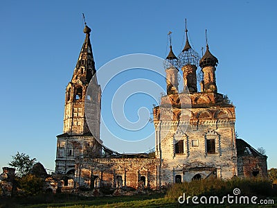 Tumbledown orthodox church Stock Photo