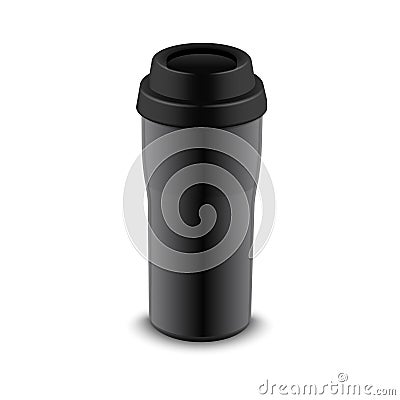 Tumbler bottle mug for travel. Thermo water cup plastic or metal coffee mug template design Vector Illustration