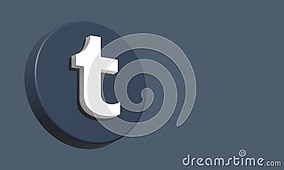 Tumblr Circle Button Icon 3D. Elegant Template Blank Space Editorial Stock Photo