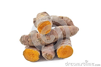 Tumeric is a Spice that Supports Your Body`s Astonishing Immune System and antioxidant on white Stock Photo