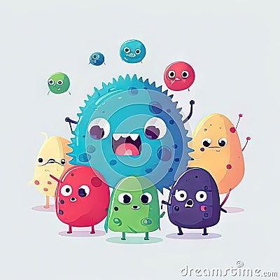 Tummy Troublemakers, Follow adventures of a mischievous group of bacteria who love to cause stomach aches. cute children Stock Photo