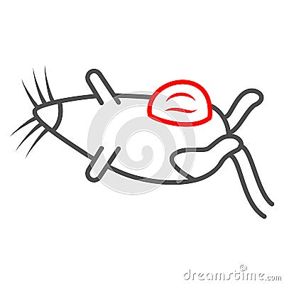 Tumor of internal organs in domestic rat thin line icon, Diseases of pets concept, rodent with cancer sign on white Vector Illustration