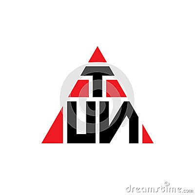 TUN triangle letter logo design with triangle shape. TUN triangle logo design monogram. TUN triangle vector logo template with red Vector Illustration
