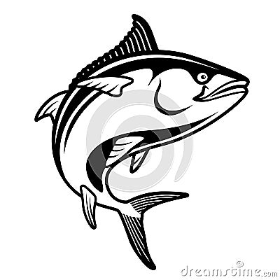 Tuna Blackfin Vector Illustration jump of tuna fish bluefin drawing black Vector Illustration