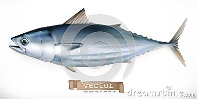 Tuna fish. 3d vector icon. Seafood Vector Illustration