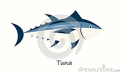 Tuna fish isolated on white background. Vector Illustration
