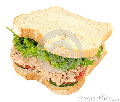 Tuna Fish Sandwich In White Sliced Bread Stock Photo