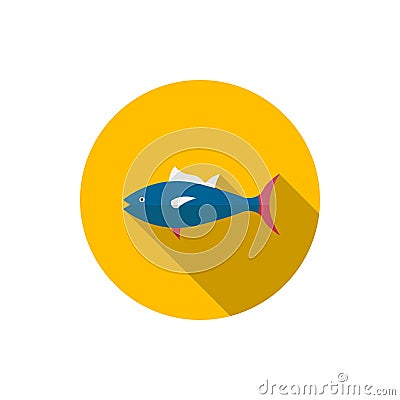 Tuna flat icon with long shadow,circle,eps10,interface,buttonArt & Illustration Vector Illustration