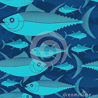 Tuna pattern seamless. tunny Seafood fish background. vector texture Vector Illustration