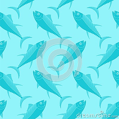 Tuna pattern seamless. tunny Seafood fish background. vector texture Vector Illustration