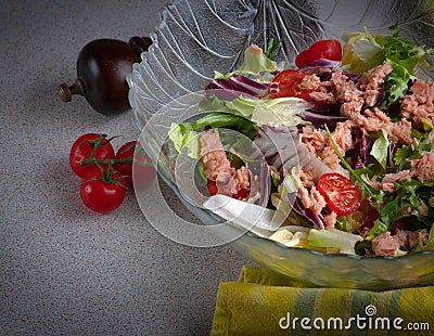 Tuna salad, cherry tomatoes, l Stock Photo