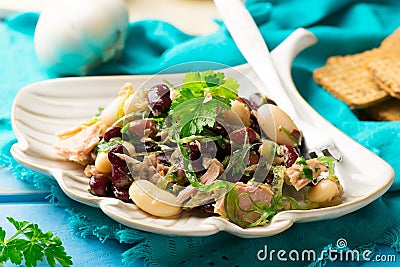 Tuna, Seaweed, and Mixed Legume Salad Stock Photo