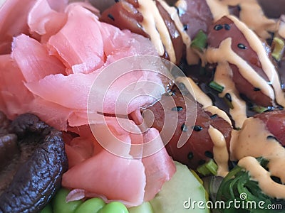 Tuna Shiitake Funghi Stock Photo