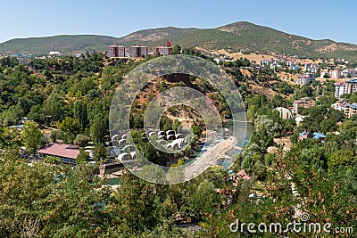 Tunceli, Turkey-September 18 2020: Tunceli city with munzur river Editorial Stock Photo