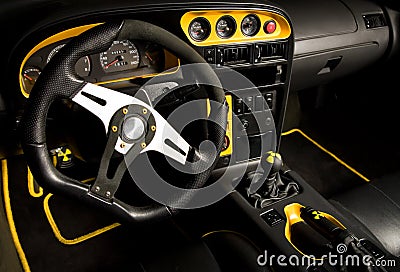 Tuned sport car interior Stock Photo