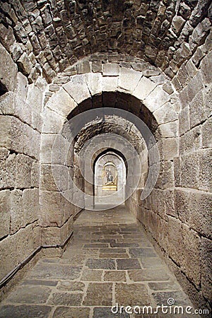 Tunel in a crypt Stock Photo