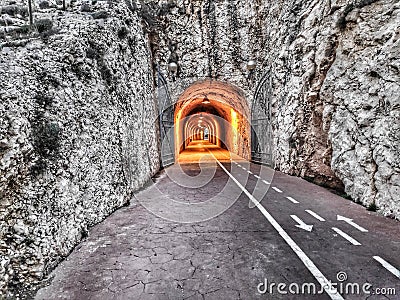 Tunel through the mountain Stock Photo