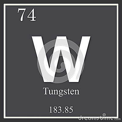 Tungsten chemical element, dark square symbol Stock Photo