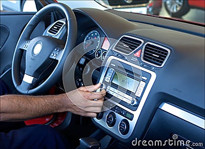 Tuning Car Radio Stock Photo