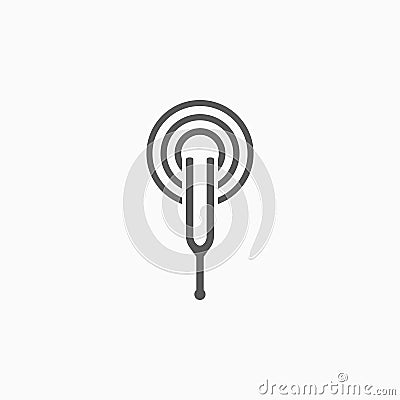 Tuning fork icon, music, sound, note Vector Illustration