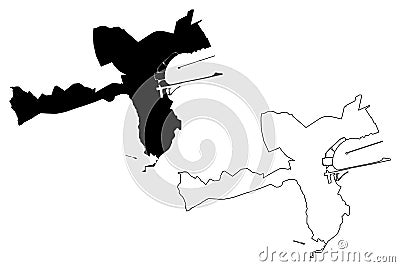 Tunis City Republic of Tunisia map vector illustration, scribble sketch City of Tunis map Vector Illustration