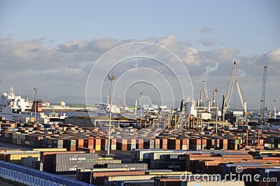 Tunisia: The container harbour of Tunis city Editorial Stock Photo