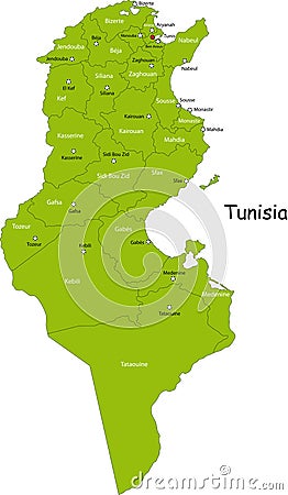 Tunisia map Cartoon Illustration