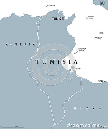 Tunisia political map Vector Illustration