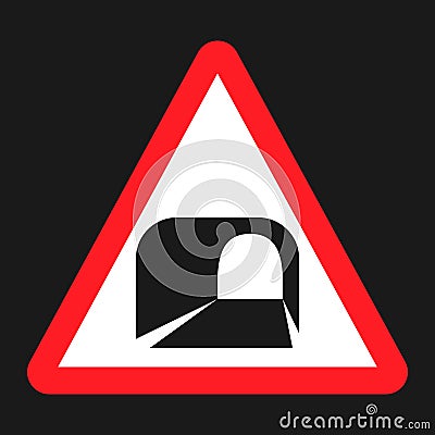 Tunnel ahead sign flat icon Vector Illustration