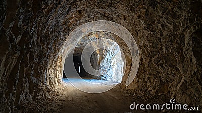 Tunnel of ancient stone road in Kemaliye Dark Canyon, Egin in Erzincan,Turkey Stock Photo